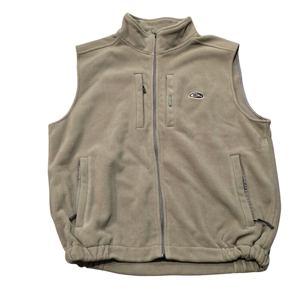 Drake Clothing Company Green Full Zip Brown Vest Fleece